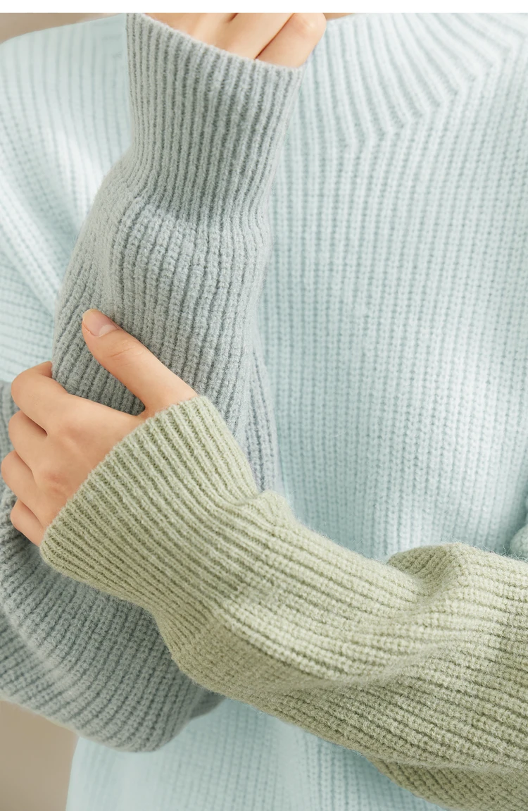 AMII Minimalism Sweaters Women 2024 Autumn Street Wear Spliced Knitted Top Drop Sleeve Loose Full Pullovers Sweaters 12344144