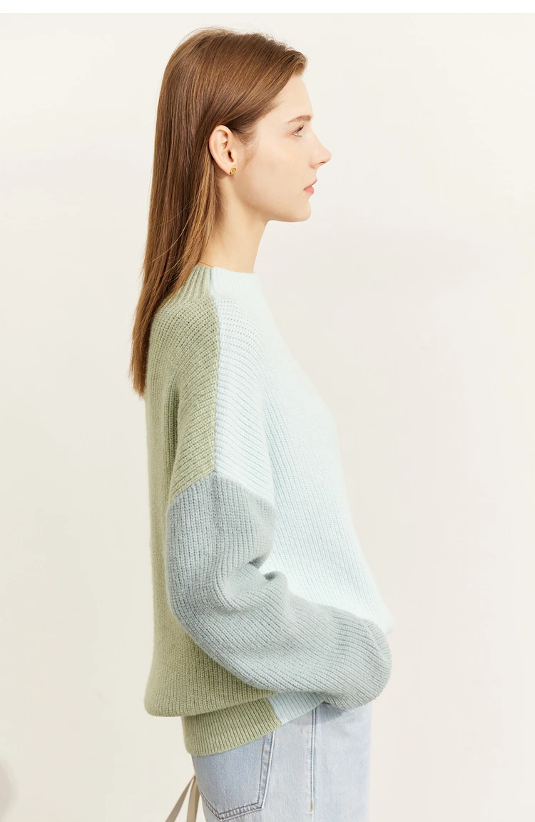 AMII Minimalism Sweaters Women 2024 Autumn Street Wear Spliced Knitted Top Drop Sleeve Loose Full Pullovers Sweaters 12344144