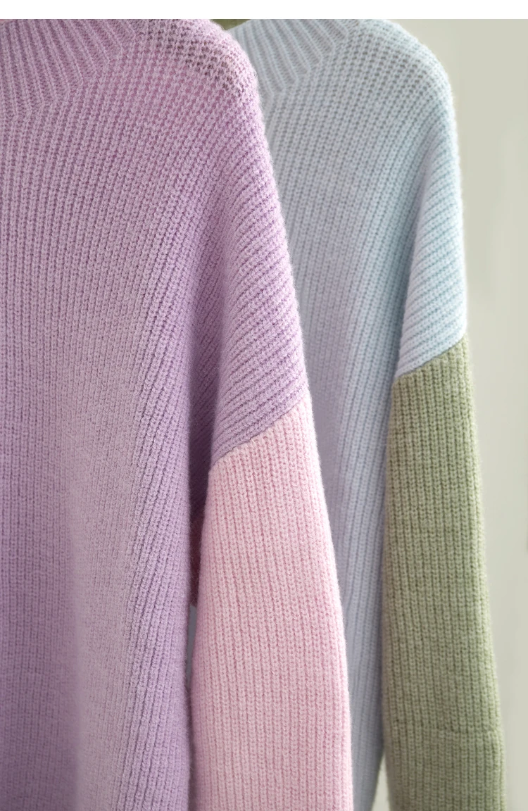 AMII Minimalism Sweaters Women 2024 Autumn Street Wear Spliced Knitted Top Drop Sleeve Loose Full Pullovers Sweaters 12344144