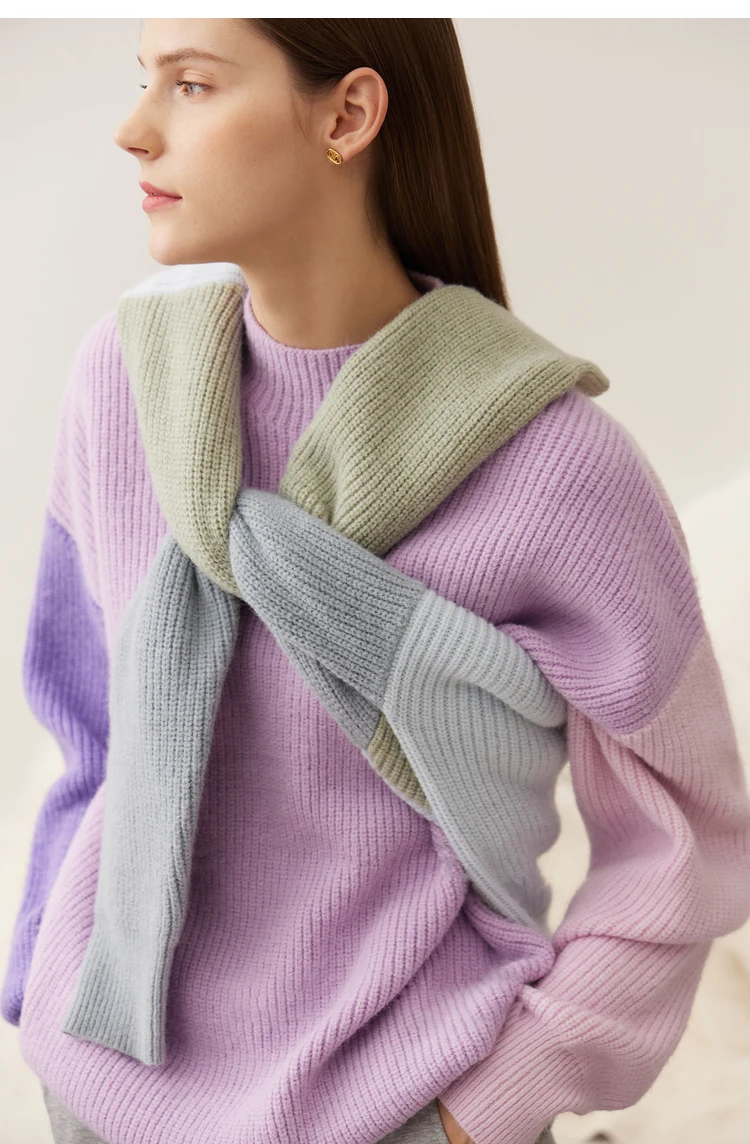 AMII Minimalism Sweaters Women 2024 Autumn Street Wear Spliced Knitted Top Drop Sleeve Loose Full Pullovers Sweaters 12344144