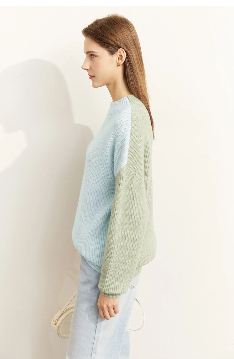 AMII Minimalism Sweaters Women 2024 Autumn Street Wear Spliced Knitted Top Drop Sleeve Loose Full Pullovers Sweaters 12344144