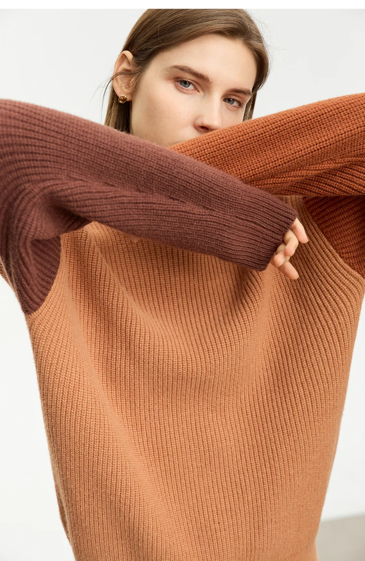 AMII Minimalism Sweaters Women 2024 Autumn Street Wear Spliced Knitted Top Drop Sleeve Loose Full Pullovers Sweaters 12344144