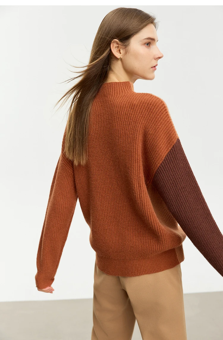 AMII Minimalism Sweaters Women 2024 Autumn Street Wear Spliced Knitted Top Drop Sleeve Loose Full Pullovers Sweaters 12344144