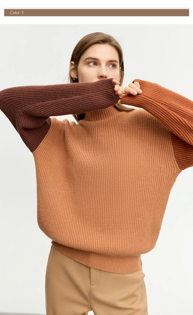AMII Minimalism Sweaters Women 2024 Autumn Street Wear Spliced Knitted Top Drop Sleeve Loose Full Pullovers Sweaters 12344144