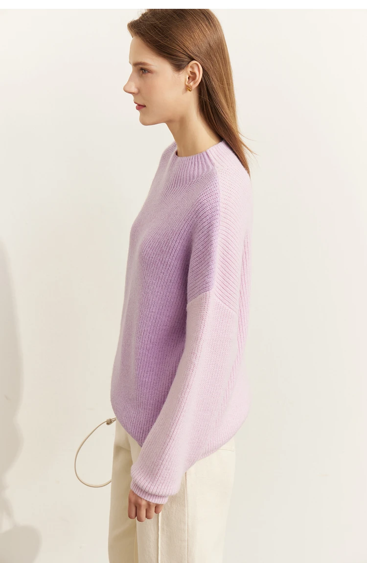 AMII Minimalism Sweaters Women 2024 Autumn Street Wear Spliced Knitted Top Drop Sleeve Loose Full Pullovers Sweaters 12344144