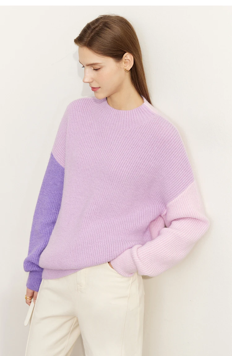 AMII Minimalism Sweaters Women 2024 Autumn Street Wear Spliced Knitted Top Drop Sleeve Loose Full Pullovers Sweaters 12344144