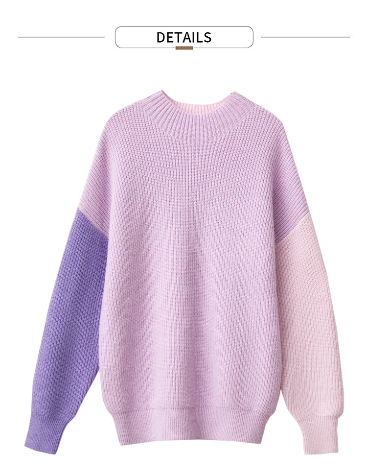 AMII Minimalism Sweaters Women 2024 Autumn Street Wear Spliced Knitted Top Drop Sleeve Loose Full Pullovers Sweaters 12344144