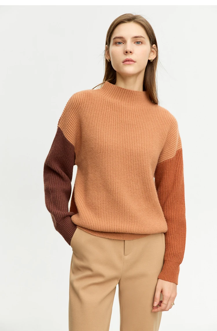 AMII Minimalism Sweaters Women 2024 Autumn Street Wear Spliced Knitted Top Drop Sleeve Loose Full Pullovers Sweaters 12344144