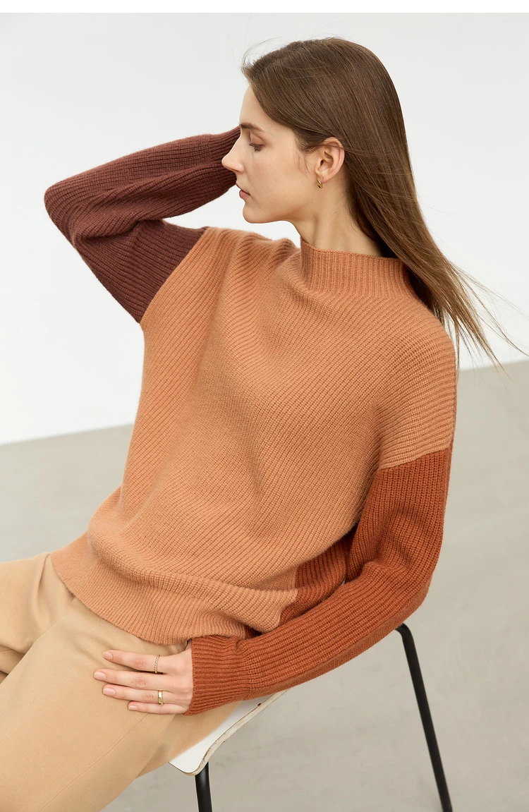 AMII Minimalism Sweaters Women 2024 Autumn Street Wear Spliced Knitted Top Drop Sleeve Loose Full Pullovers Sweaters 12344144
