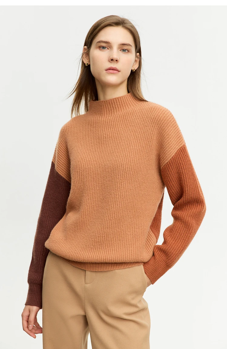 AMII Minimalism Sweaters Women 2024 Autumn Street Wear Spliced Knitted Top Drop Sleeve Loose Full Pullovers Sweaters 12344144