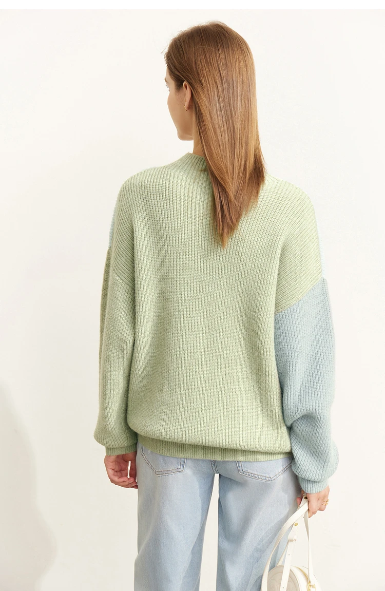 AMII Minimalism Sweaters Women 2024 Autumn Street Wear Spliced Knitted Top Drop Sleeve Loose Full Pullovers Sweaters 12344144