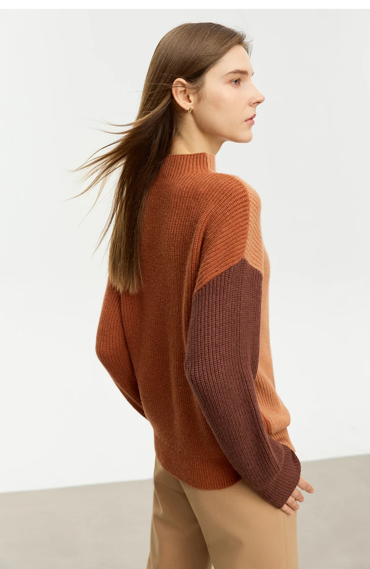 AMII Minimalism Sweaters Women 2024 Autumn Street Wear Spliced Knitted Top Drop Sleeve Loose Full Pullovers Sweaters 12344144