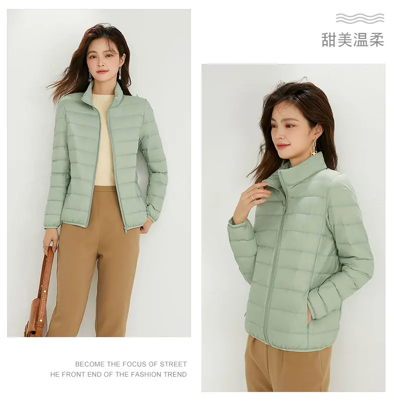 Woman High Quality Ultra Light 90% White Duck Down Jackets Women Long Sleeve Parkas Soft Fabric Short Tops Coat Windbreaker 4XL