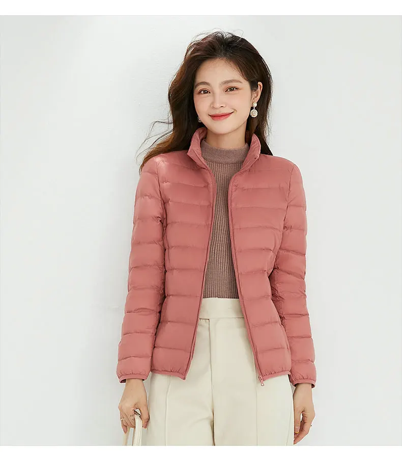 Woman High Quality Ultra Light 90% White Duck Down Jackets Women Long Sleeve Parkas Soft Fabric Short Tops Coat Windbreaker 4XL