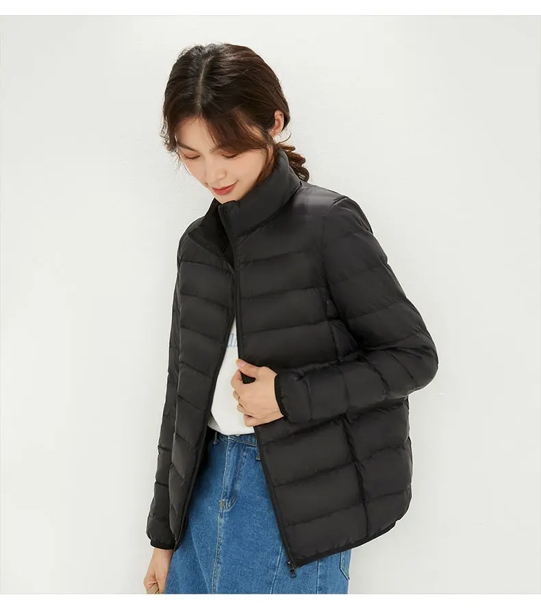 Woman High Quality Ultra Light 90% White Duck Down Jackets Women Long Sleeve Parkas Soft Fabric Short Tops Coat Windbreaker 4XL