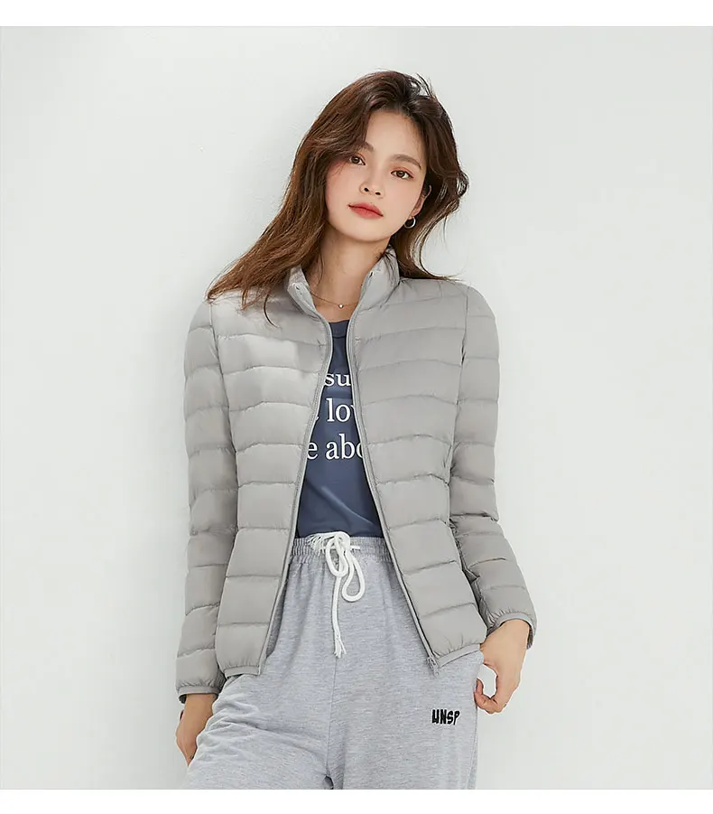 Woman High Quality Ultra Light 90% White Duck Down Jackets Women Long Sleeve Parkas Soft Fabric Short Tops Coat Windbreaker 4XL