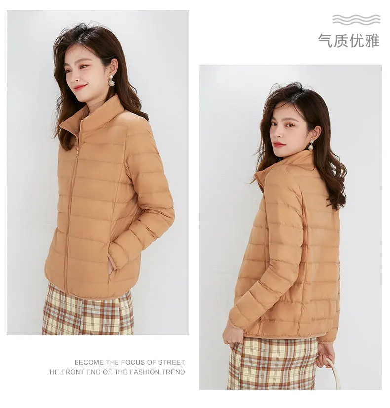 Woman High Quality Ultra Light 90% White Duck Down Jackets Women Long Sleeve Parkas Soft Fabric Short Tops Coat Windbreaker 4XL
