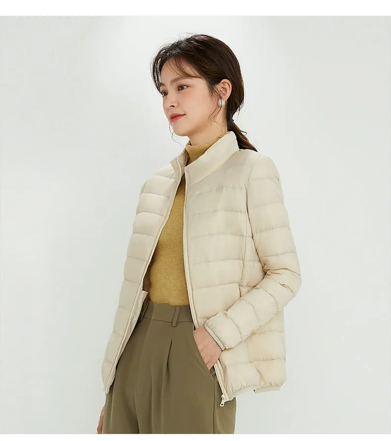 Woman High Quality Ultra Light 90% White Duck Down Jackets Women Long Sleeve Parkas Soft Fabric Short Tops Coat Windbreaker 4XL