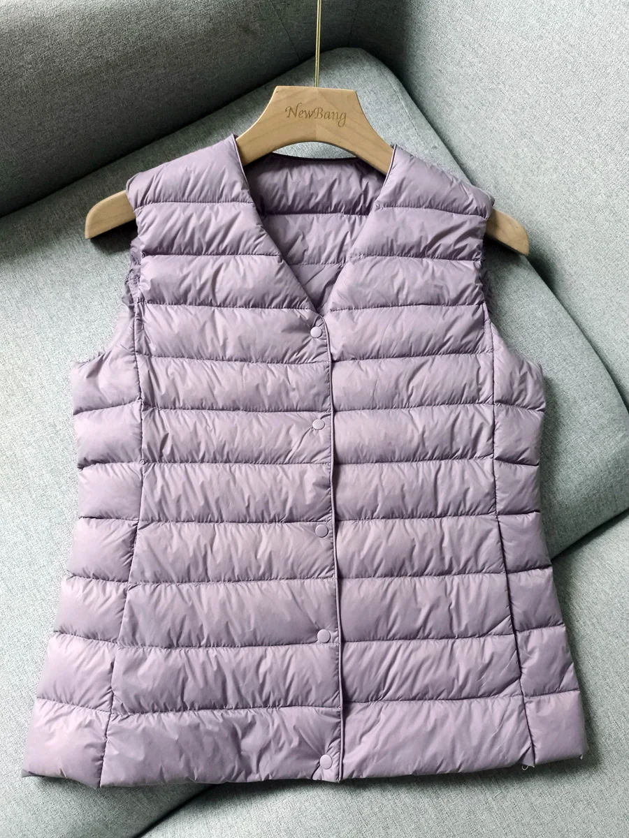 NewBang Matt Fabric Women's Warm Ultra Light Down Vest Women Waistcoat Portable Warm Sleeveless Liner