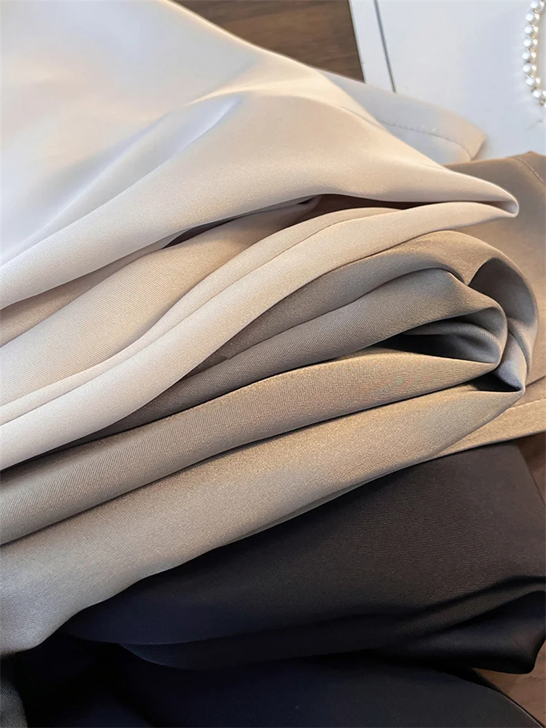 High Waist Ice Silk Acetate Wide Leg Pants for Women Summer Loose Silk Satin Long Maxi Trousers Spring Lace Up Plus Size Pants