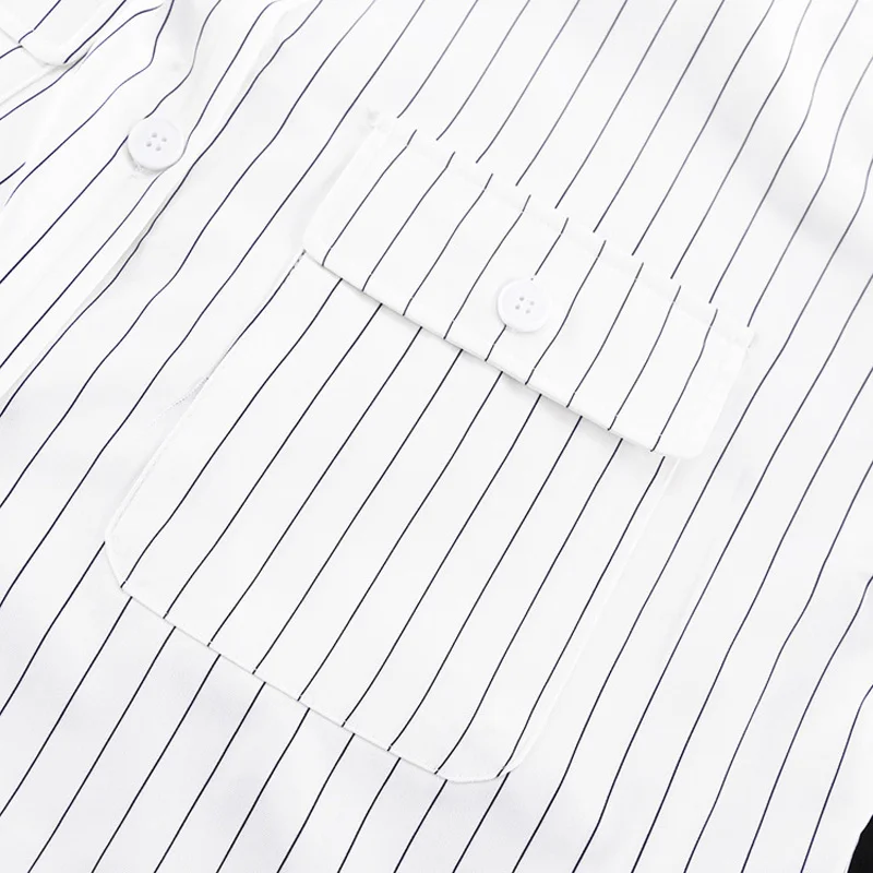 Mueyaruho 2023 Autumn Winter Women Oversized Striped Long Shirt Fashion White Long Sleeve Loose Fit Blouse Female
