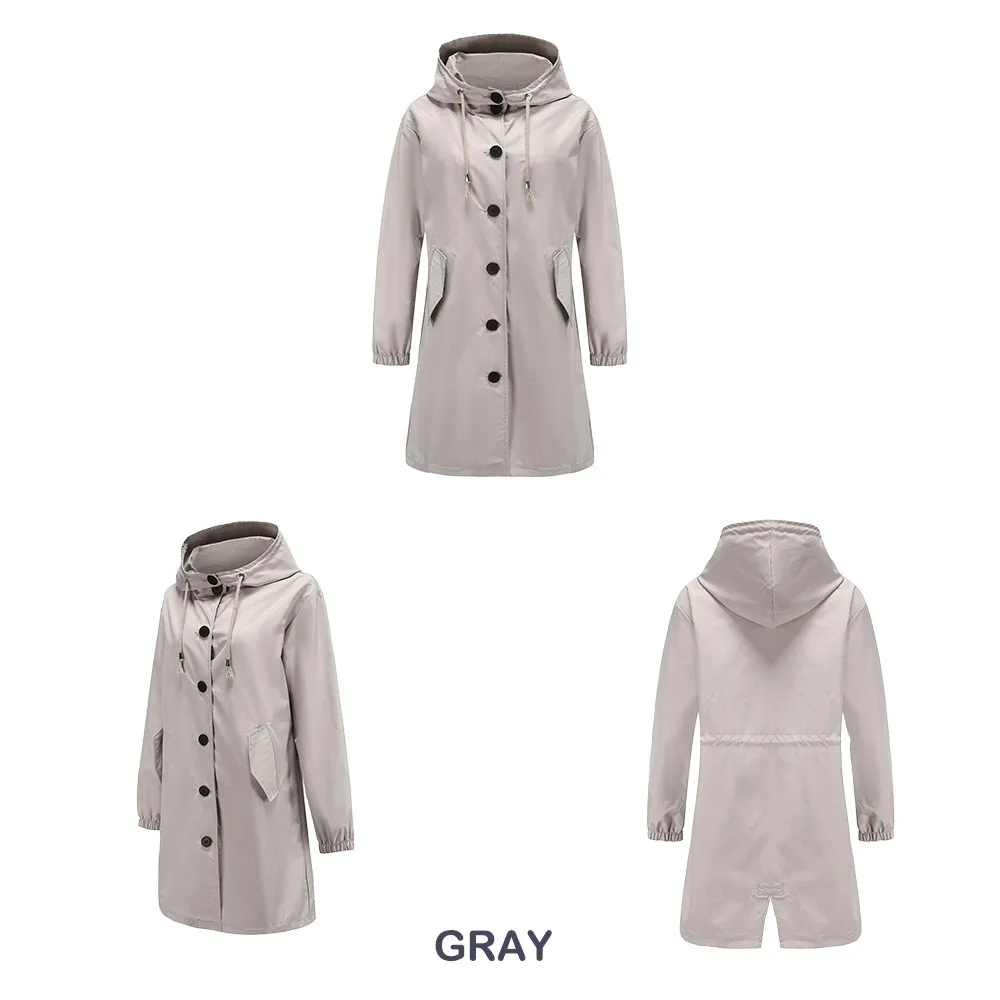 Fahsyee Raincoat Women, Rain Jacket Waterproof Raincoat Hooded Windbreaker Outdoor Long Active