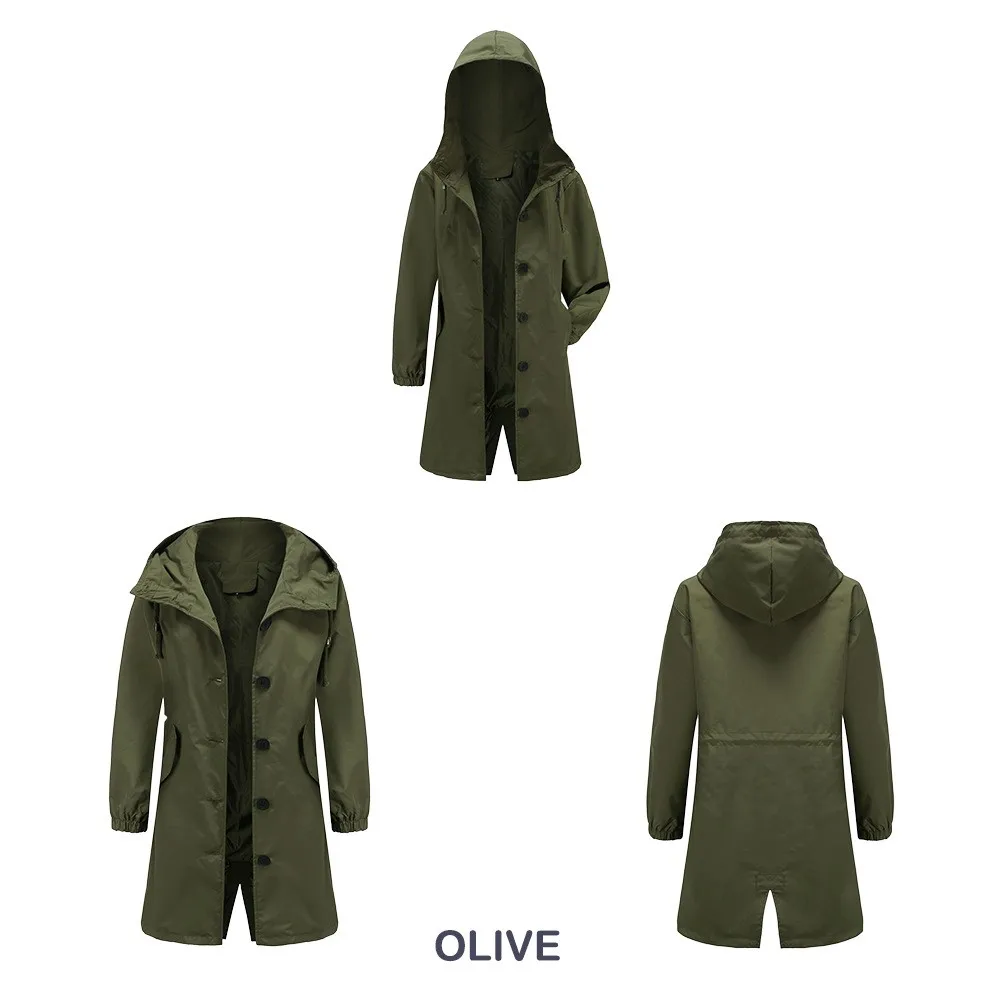Fahsyee Raincoat Women, Rain Jacket Waterproof Raincoat Hooded Windbreaker Outdoor Long Active