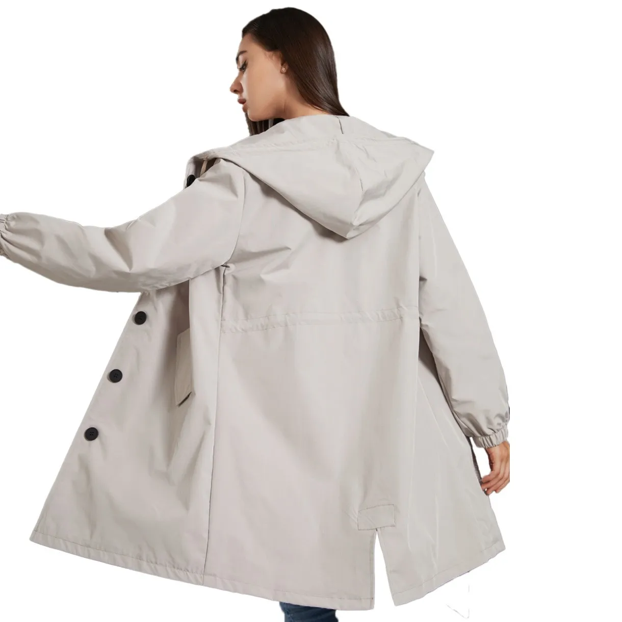 Fahsyee Raincoat Women, Rain Jacket Waterproof Raincoat Hooded Windbreaker Outdoor Long Active