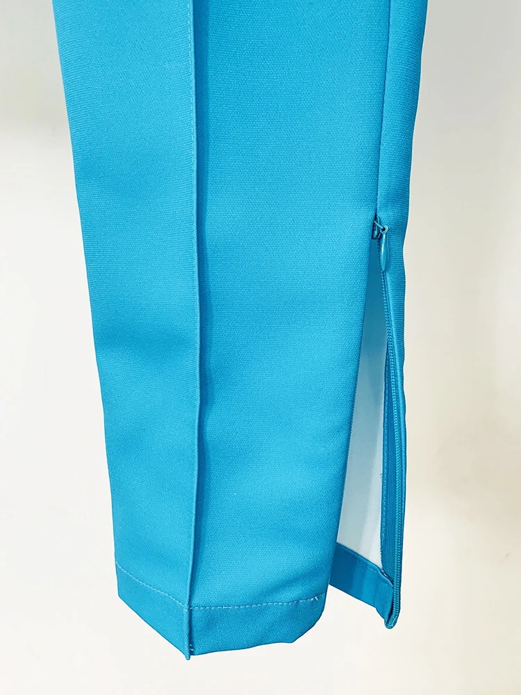 HIGH STREET Newest 2026 Designer Runway Suit Set Women's Color Block Blazer Flare Pants Suit