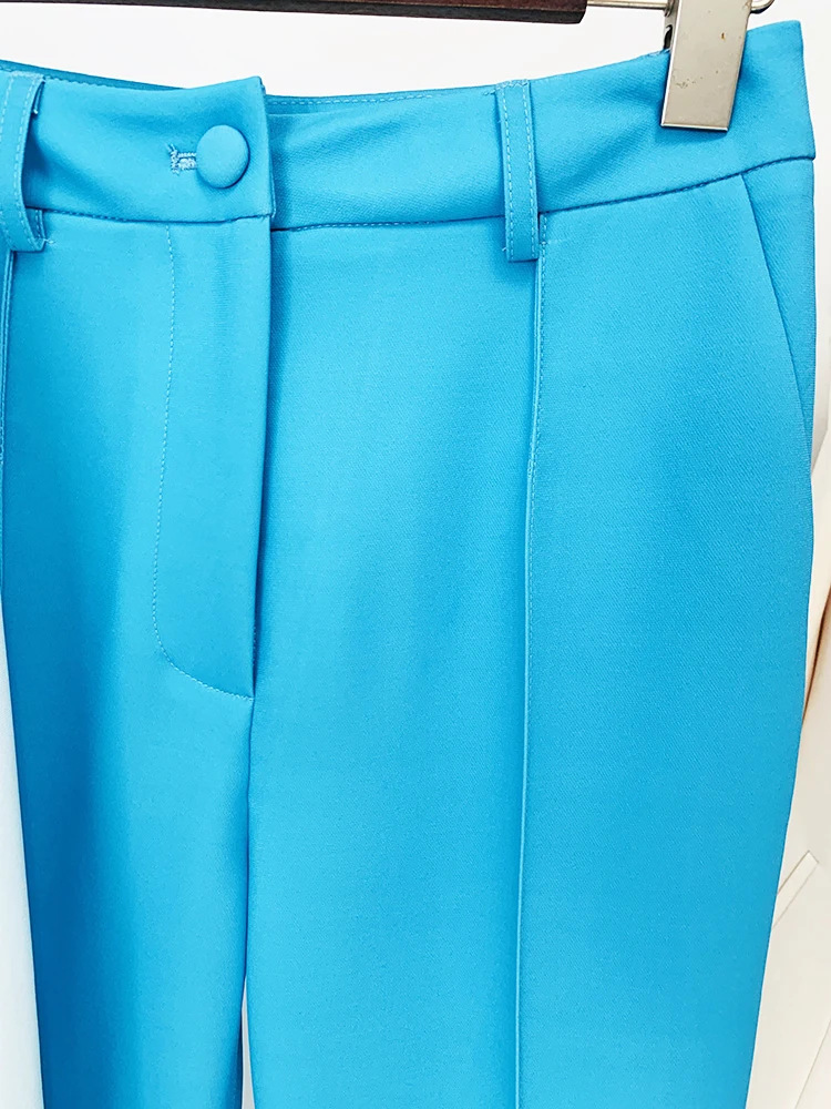 HIGH STREET Newest 2026 Designer Runway Suit Set Women's Color Block Blazer Flare Pants Suit