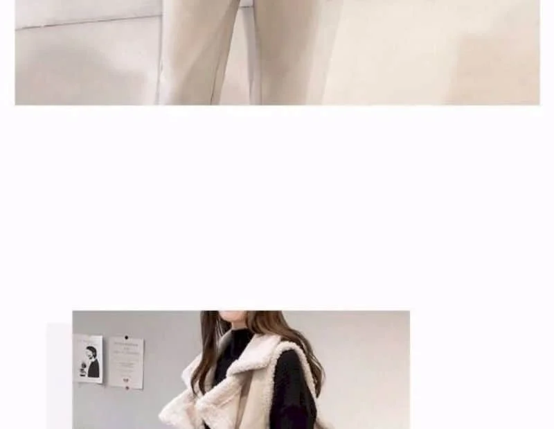 Fleece Waistcoats for Women Lambhair Coats Lapel Vests Casual Sleeveless Cardigans Oversized Winter Jackets Loose Women Tops