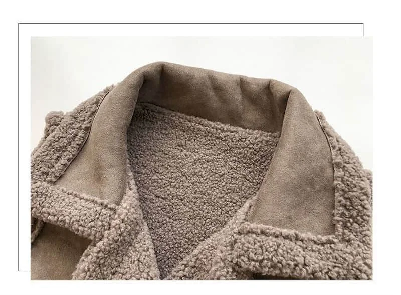 Fleece Waistcoats for Women Lambhair Coats Lapel Vests Casual Sleeveless Cardigans Oversized Winter Jackets Loose Women Tops