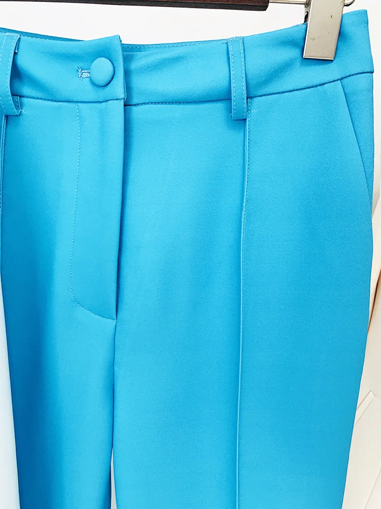 HIGH STREET Newest 2026 Designer Runway Suit Set Women's Contrast Color Block Blazer Pencil Pants Suit 2pcs