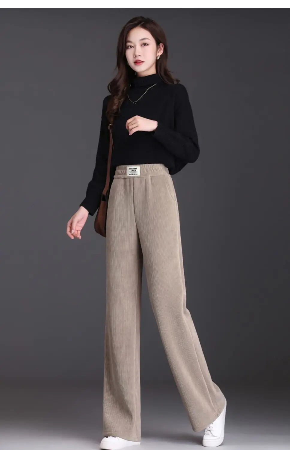 Winter Fleece Lined Wide Leg Pants Casual Thicken Warm Baggy Sweatpants Women High Waist Korean Lamb Fluff Straight Pantalones