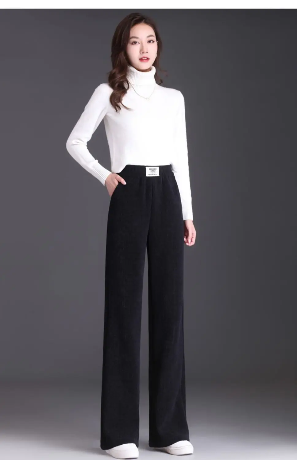 Winter Fleece Lined Wide Leg Pants Casual Thicken Warm Baggy Sweatpants Women High Waist Korean Lamb Fluff Straight Pantalones