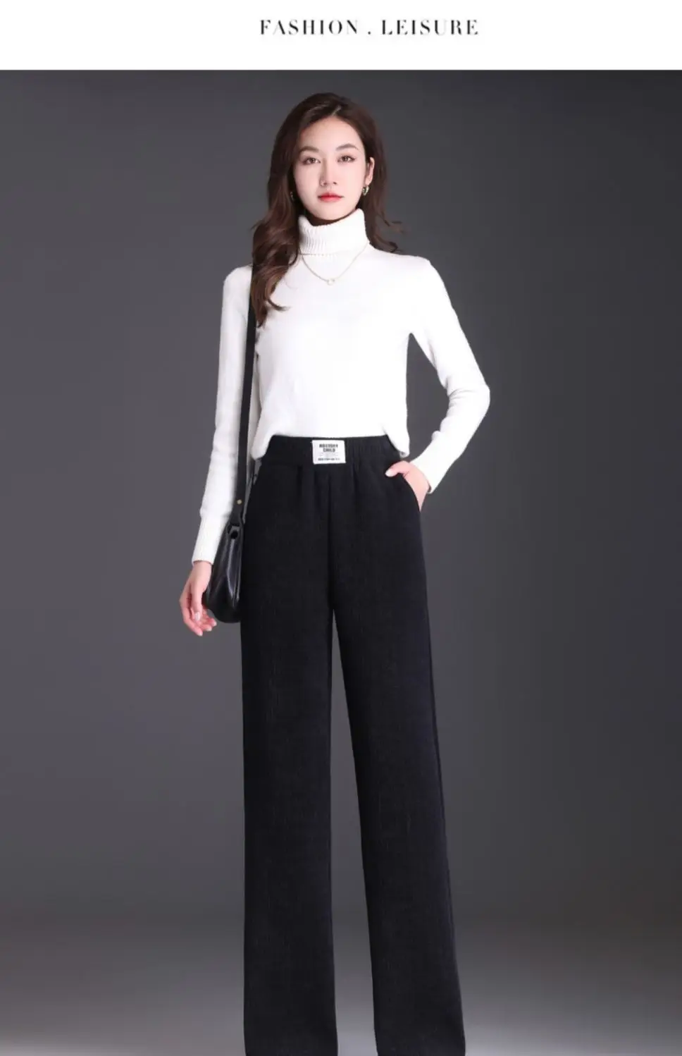 Winter Fleece Lined Wide Leg Pants Casual Thicken Warm Baggy Sweatpants Women High Waist Korean Lamb Fluff Straight Pantalones