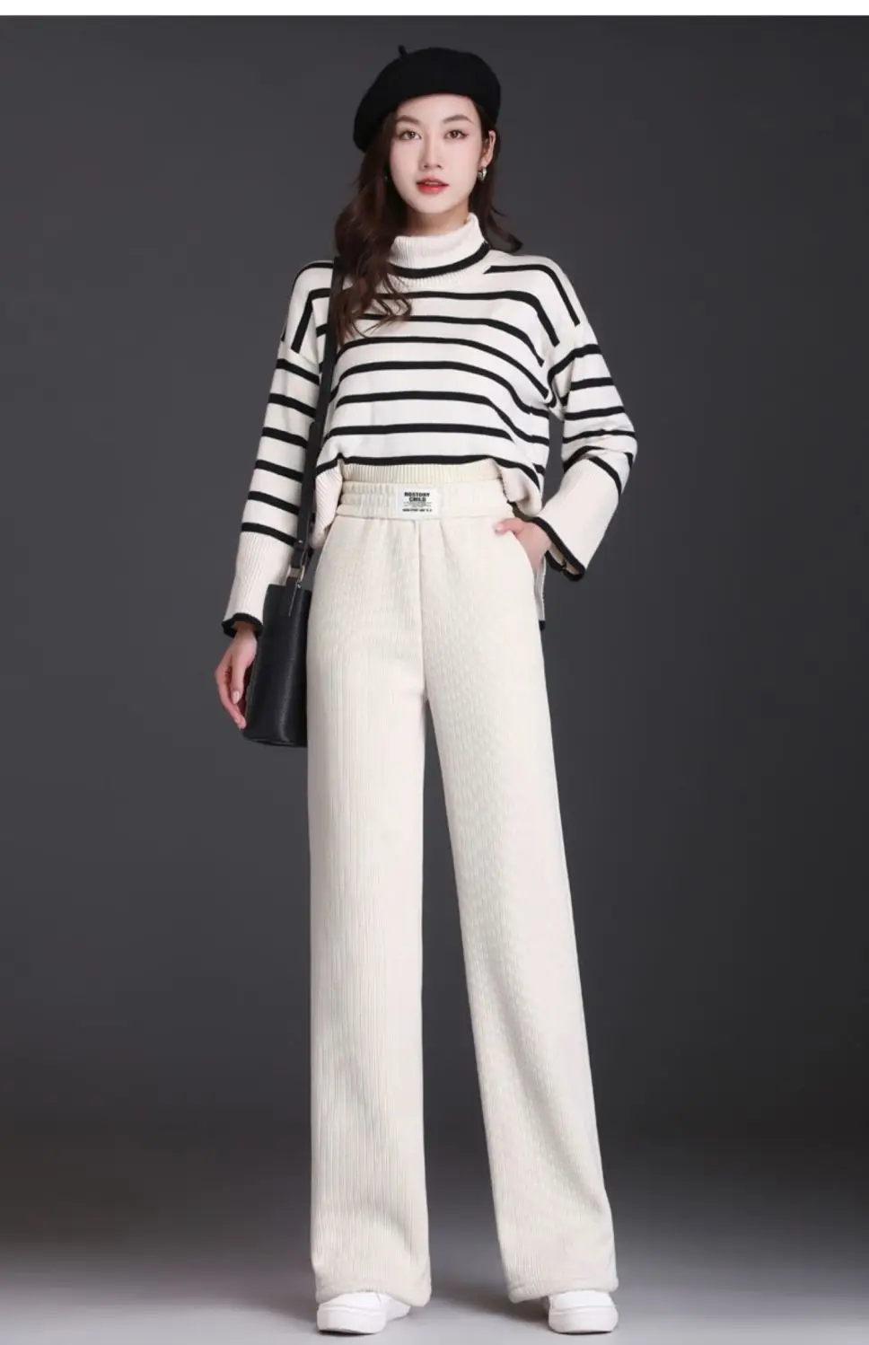 Winter Fleece Lined Wide Leg Pants Casual Thicken Warm Baggy Sweatpants Women High Waist Korean Lamb Fluff Straight Pantalones