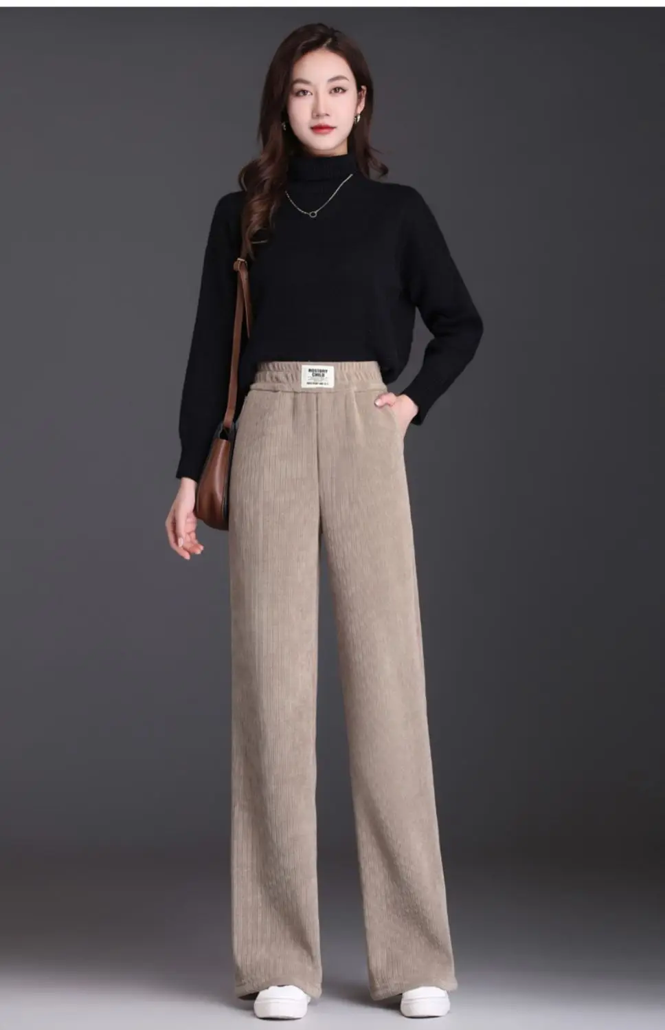 Winter Fleece Lined Wide Leg Pants Casual Thicken Warm Baggy Sweatpants Women High Waist Korean Lamb Fluff Straight Pantalones