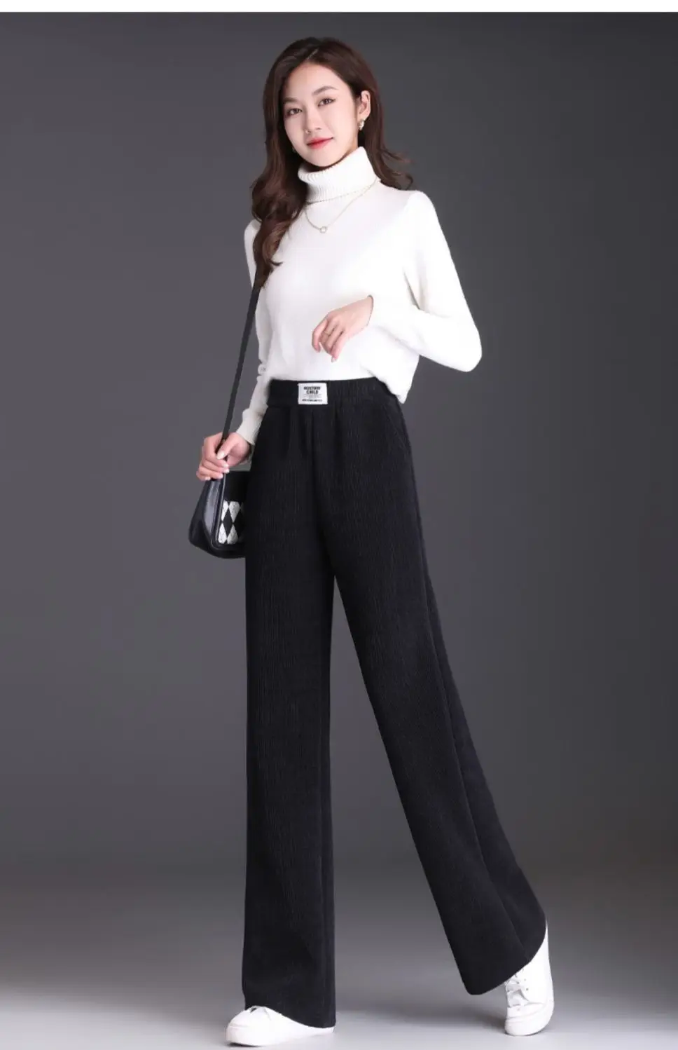 Winter Fleece Lined Wide Leg Pants Casual Thicken Warm Baggy Sweatpants Women High Waist Korean Lamb Fluff Straight Pantalones