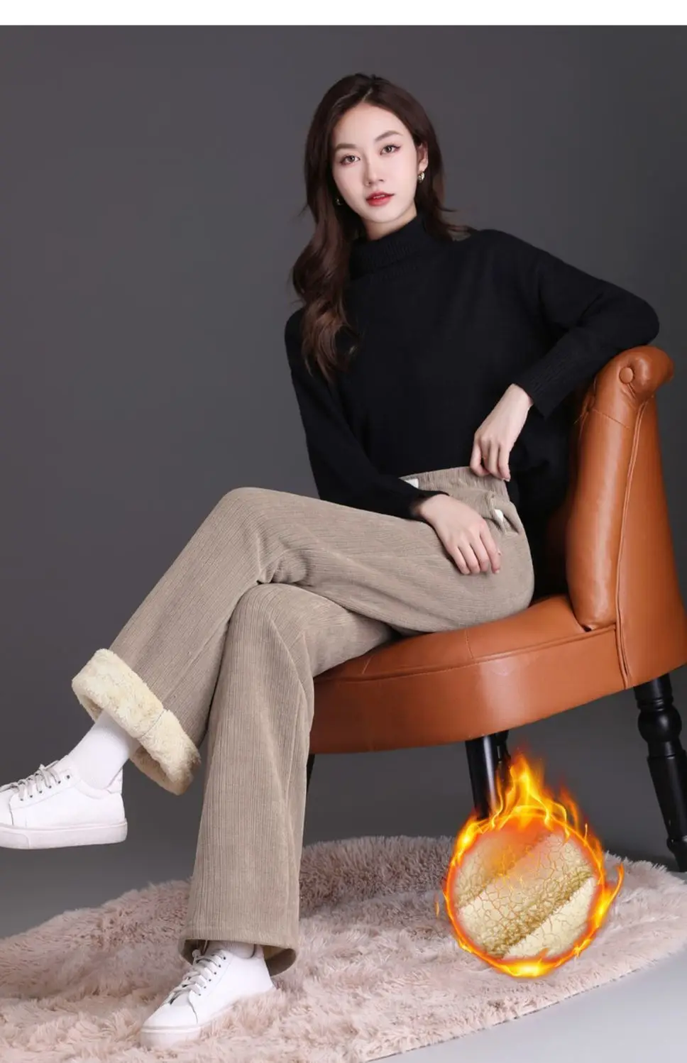 Winter Fleece Lined Wide Leg Pants Casual Thicken Warm Baggy Sweatpants Women High Waist Korean Lamb Fluff Straight Pantalones