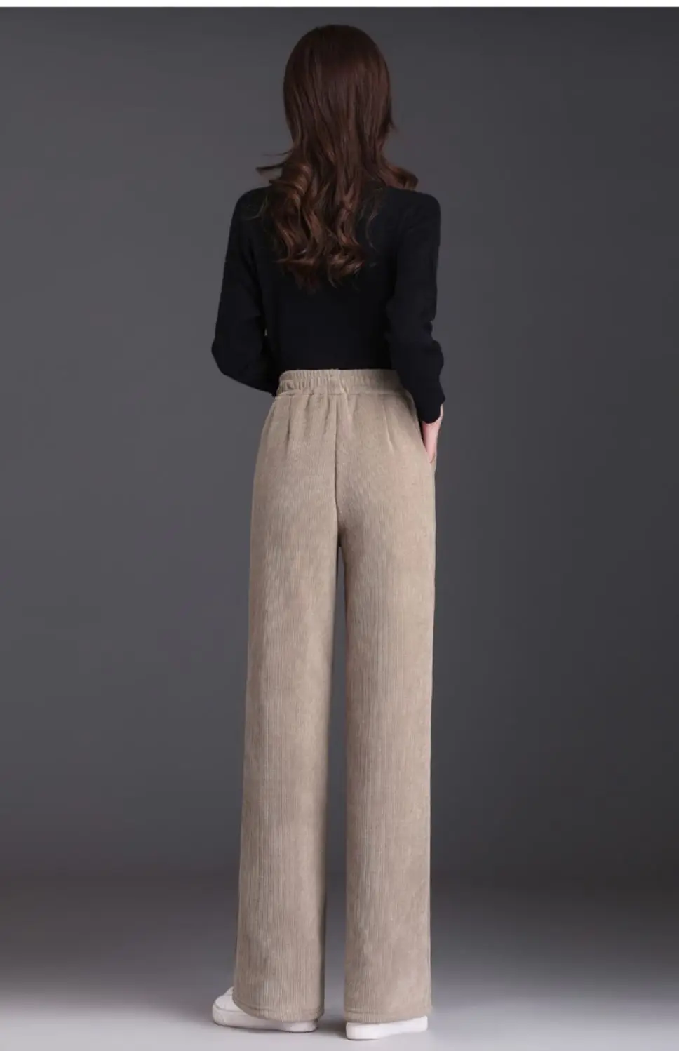Winter Fleece Lined Wide Leg Pants Casual Thicken Warm Baggy Sweatpants Women High Waist Korean Lamb Fluff Straight Pantalones