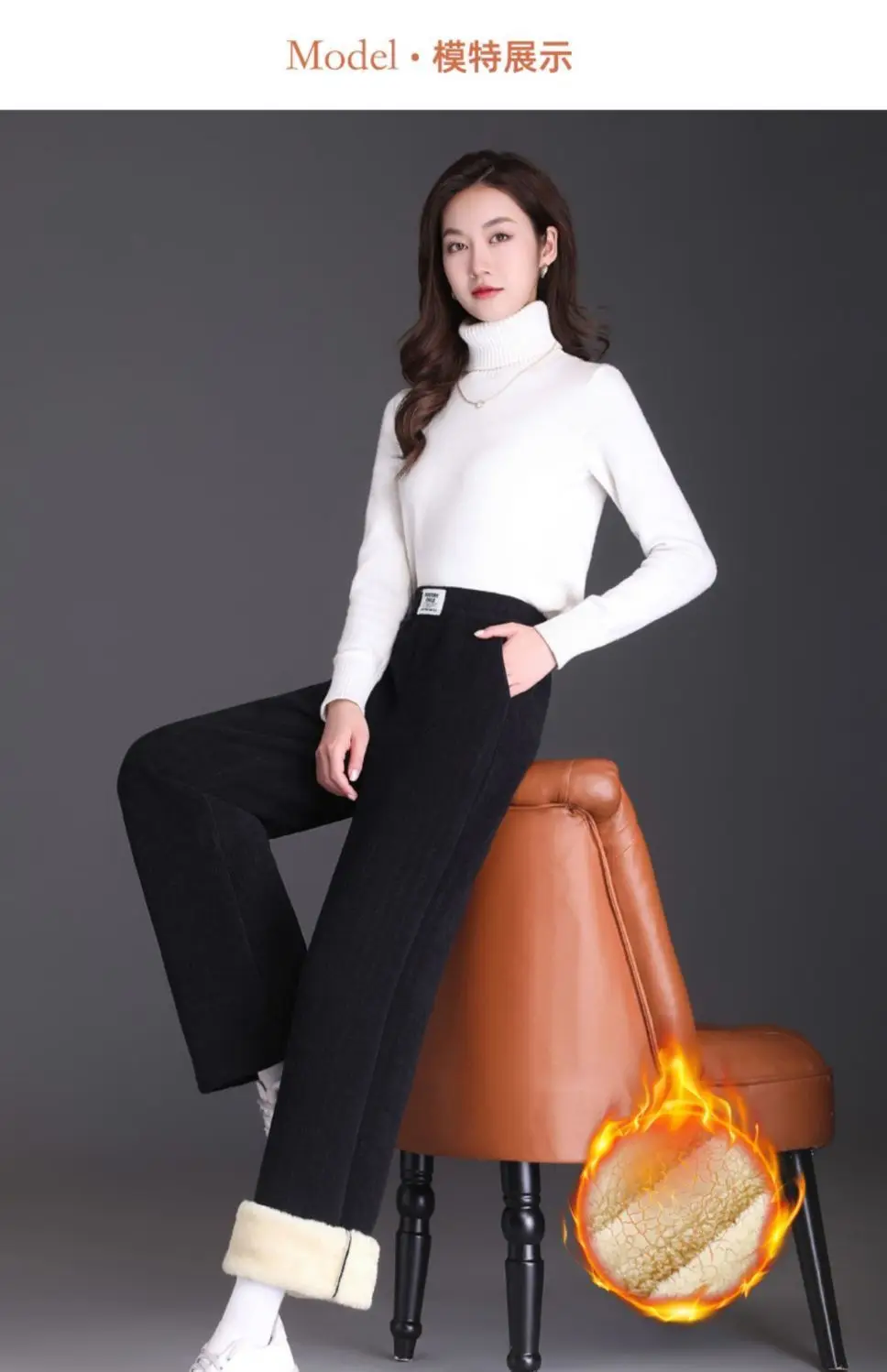 Winter Fleece Lined Wide Leg Pants Casual Thicken Warm Baggy Sweatpants Women High Waist Korean Lamb Fluff Straight Pantalones