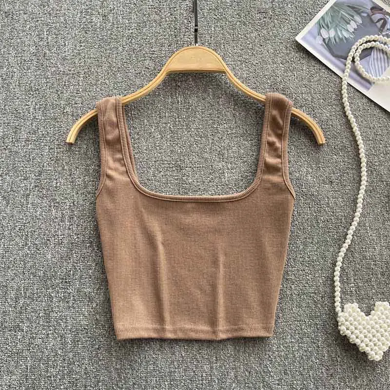 Tank Top Women Sexy Backless Y2k Top Slim Fit Bottoming Blouse Solid Crop Top Sleeveless Camis Mujer