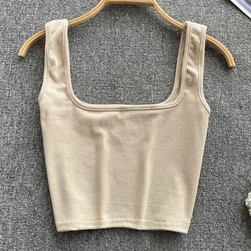 Tank Top Women Sexy Backless Y2k Top Slim Fit Bottoming Blouse Solid Crop Top Sleeveless Camis Mujer