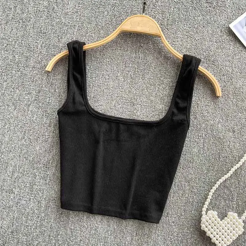 Tank Top Women Sexy Backless Y2k Top Slim Fit Bottoming Blouse Solid Crop Top Sleeveless Camis Mujer