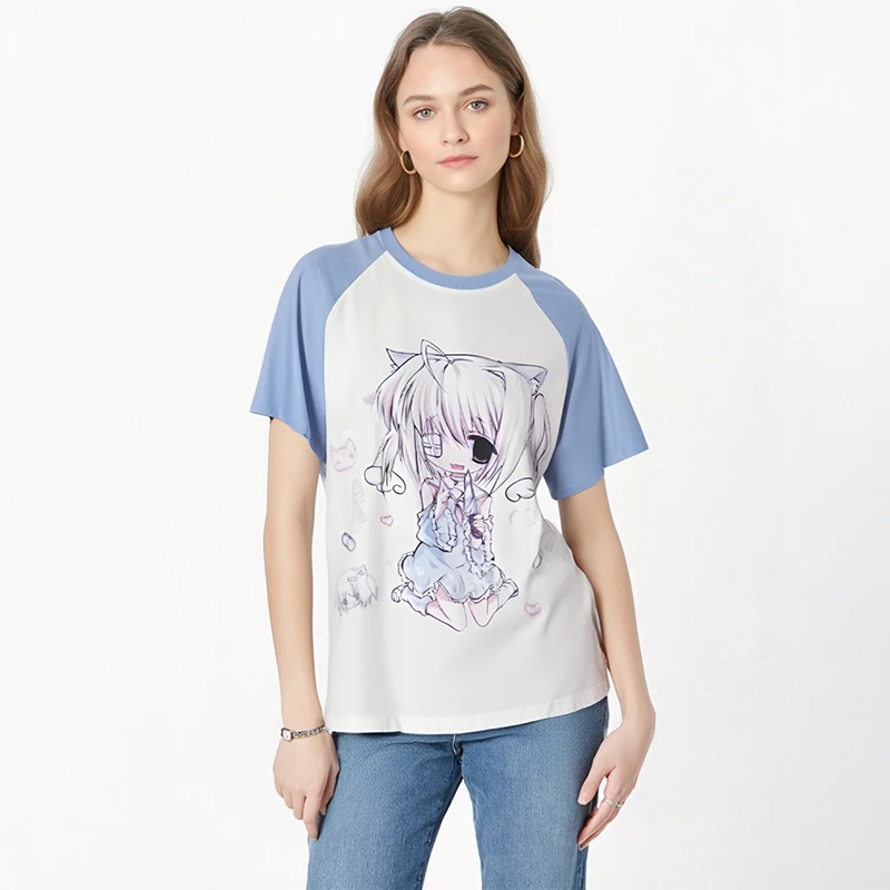 Y2k T Shirts Short Sleeve Women's Subculture Cartoon Print Tops Japanese New Casual Kawaii Harajuku Pulovers Summer Tees