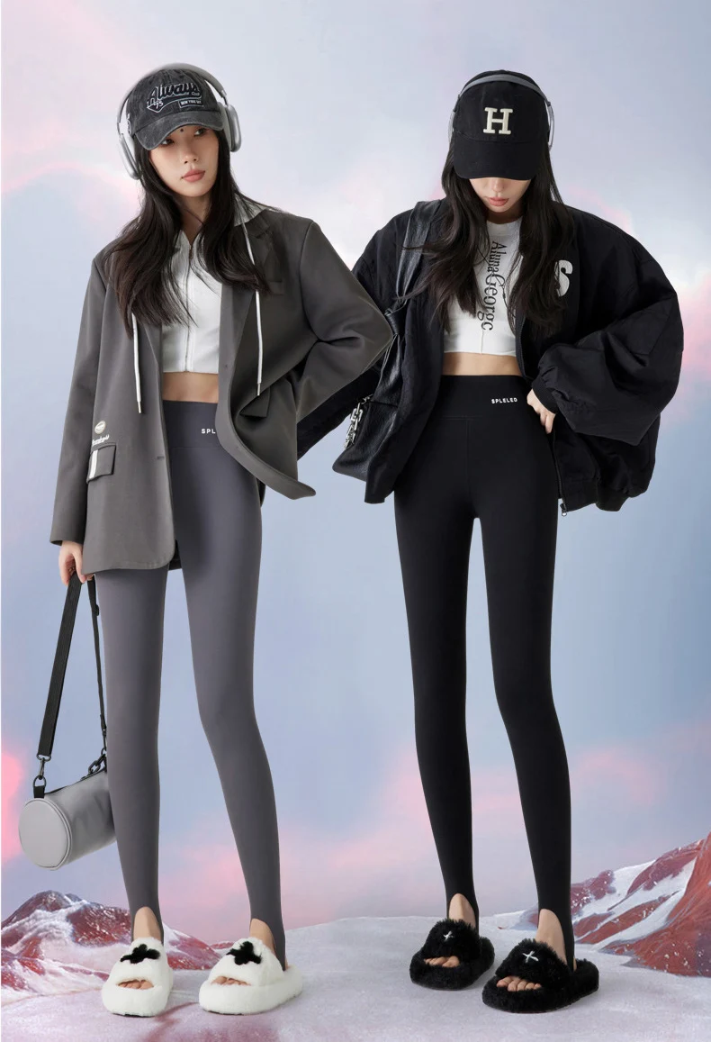 BIVIGAOS Autumn Winter New Rabbit Fleece Thicken Boots Leggings Women Slim Foot Pants Yoga Fitness Sports Warm Shark Leggings