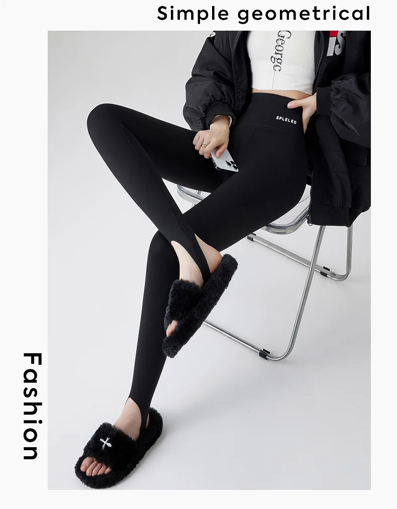 BIVIGAOS Autumn Winter New Rabbit Fleece Thicken Boots Leggings Women Slim Foot Pants Yoga Fitness Sports Warm Shark Leggings
