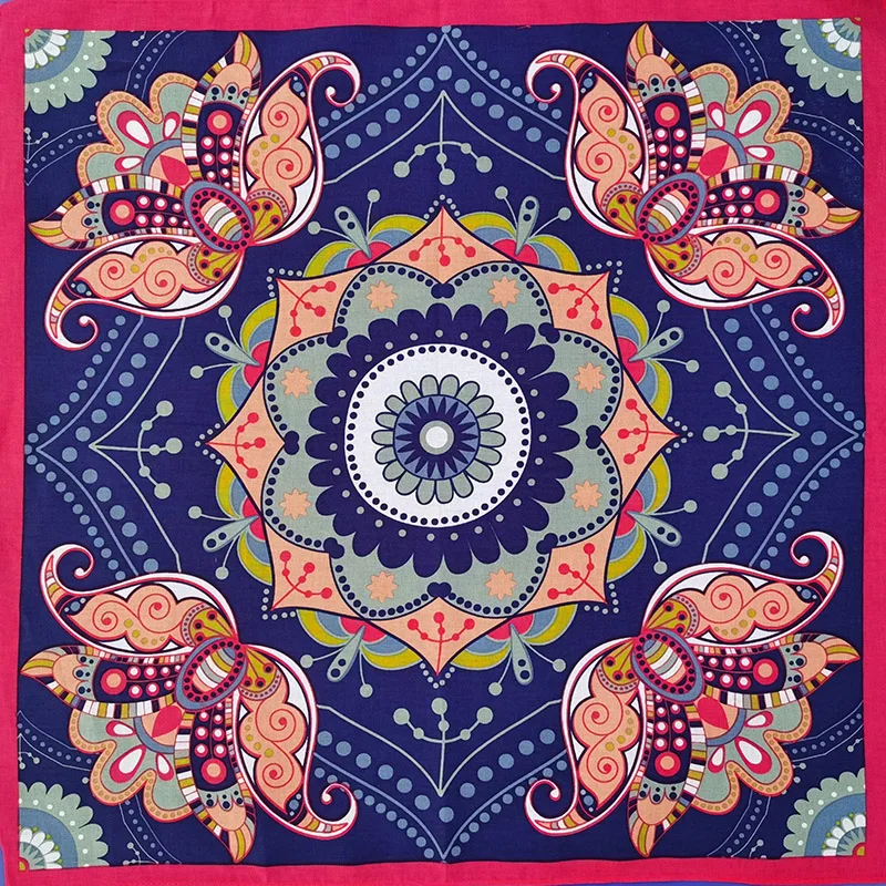 Wholesale Fashion Lady Beautiful Flower Cotton Bandana Square Scarf Headband Paisley Gifts For Women/Girls