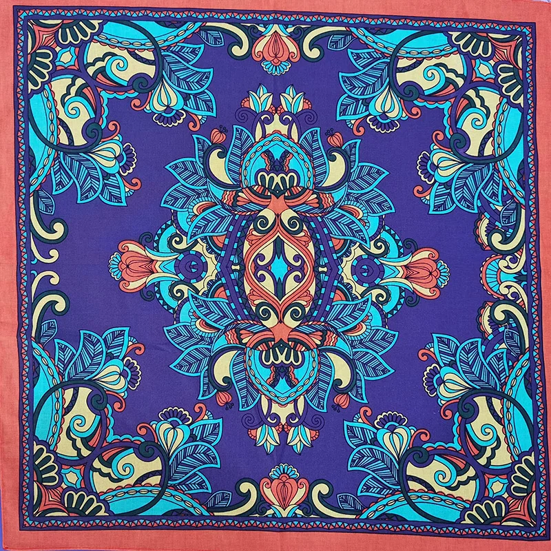 Wholesale Fashion Lady Beautiful Flower Cotton Bandana Square Scarf Headband Paisley Gifts For Women/Girls